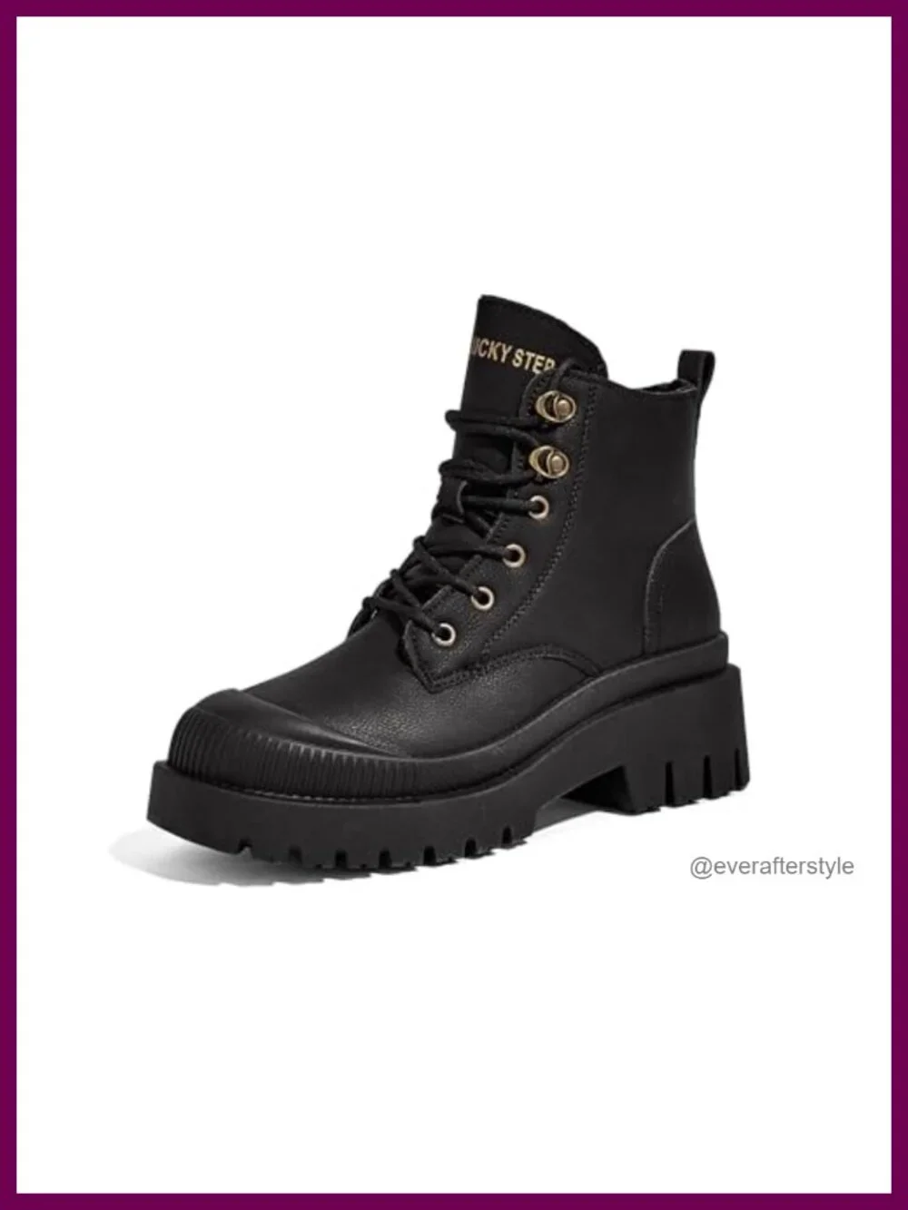 Women's Platform Ankle Boots Faux Leather Side Zipper Combat Style